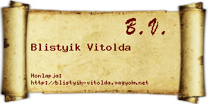 Blistyik Vitolda névjegykártya
